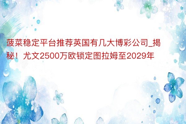 菠菜稳定平台推荐英国有几大博彩公司_揭秘！尤文2500万欧锁定图拉姆至2029年