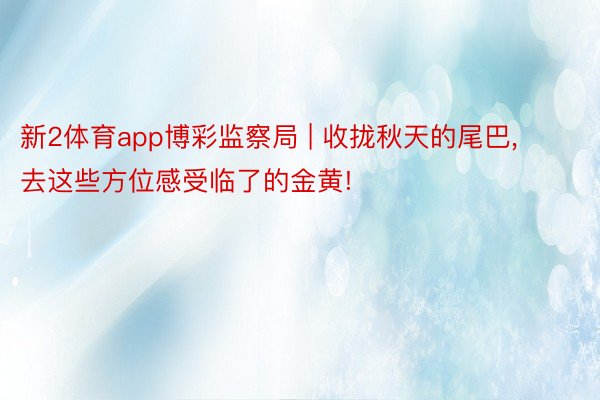 新2体育app博彩监察局 | 收拢秋天的尾巴, 去这些方位感受临了的金黄!