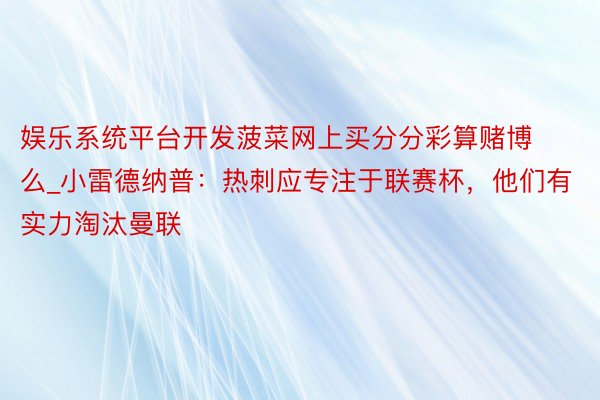 娱乐系统平台开发菠菜网上买分分彩算赌博么_小雷德纳普：热刺应专注于联赛杯，他们有实力淘汰曼联